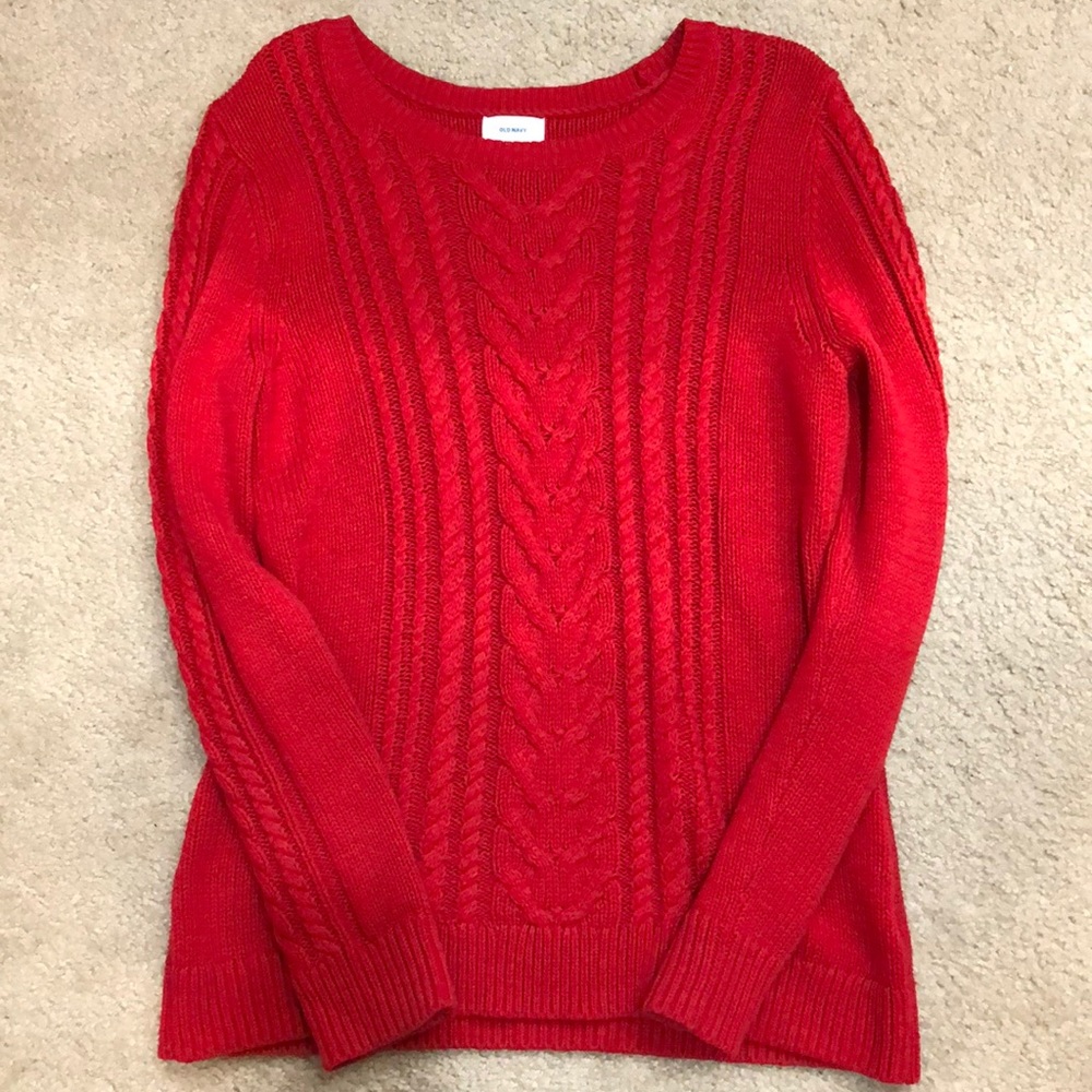 Red cozy knit sweater